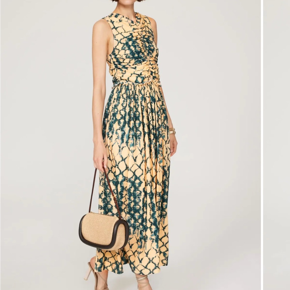 Ulla Johnson Cream and Dark Green Patterned Maxi Dress